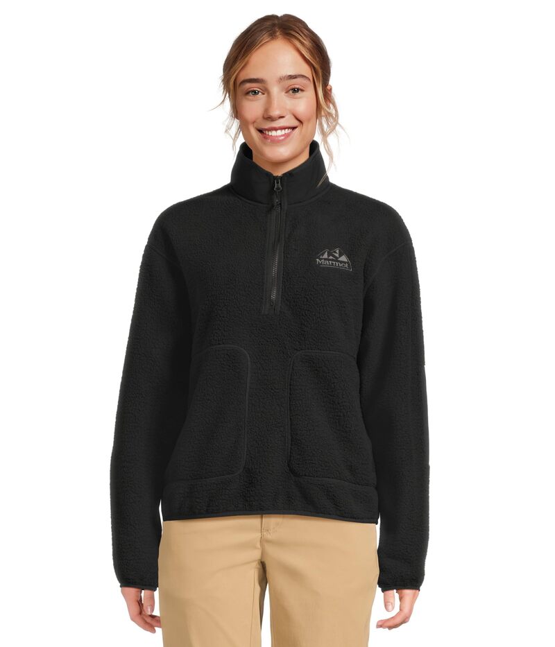 モルモット レディース アウター 厚地の外套 フリース Marmot Wanderer High Pile Fleece Pullover Black 黒いこと