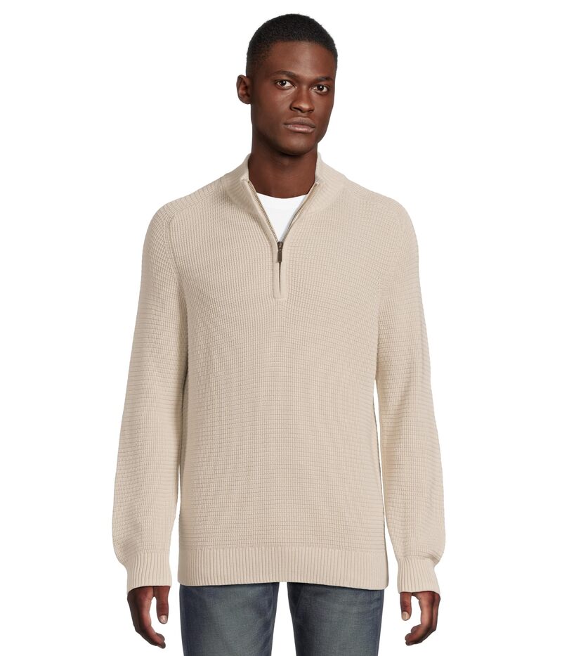 エルエルビーン メンズ アウター 編み物・スウェーター 綿織物 L.L.Bean Textured Washed Cotton Sweaters 1/4 zip Oyster Shell
