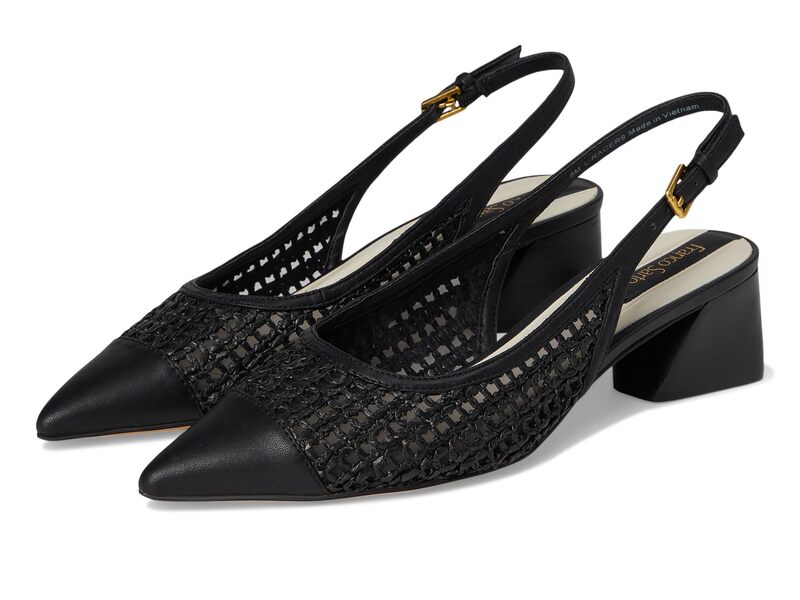 フランコサルト レディース シューズ 踵 Franco Sarto Racer9 Slingback Shoes Black Faux Leat 黒いこと