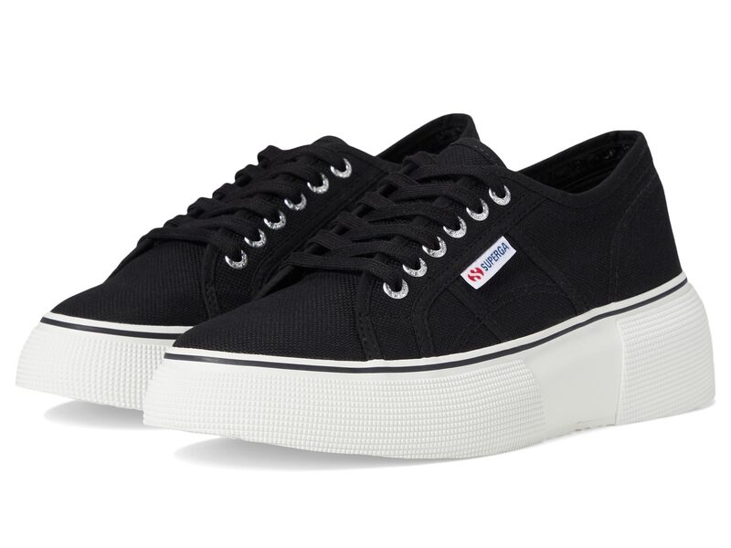 綴りかたガ レディース シューズ スニーカー Superga 2287 Bubble Line Black/White 白いこと スニーカー-靴