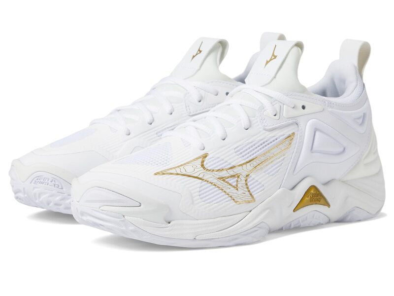 ミズノ レディース シューズ スニーカー Mizuno Wave Momentum 3 White/Gold ホワイト