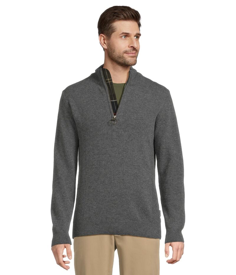 バブアー メンズ アウター ニット・セーター Barbour Holden 1/2 Zip Knitted Jumper Mid Grey Marl グレー