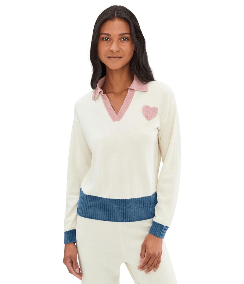 ベアフットドリームス レディース アウター パーカー・スウェット Barefoot Dreams CozyChic Ultra LiteR Color Block Heart Collared Pullover Creamulti クリーム