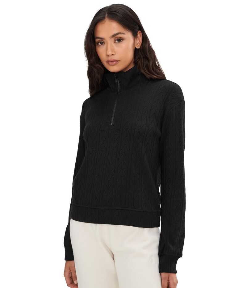 スプレンディット レディース アウター パーカー・スウェット セーター Splendid Sweatersoft 1/4 Zip Black ブラック
