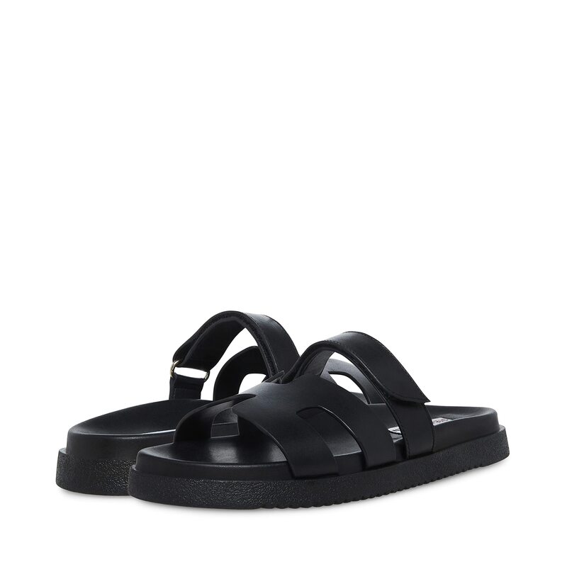 スティーブ マデン レディース シューズ サンダル Steve Madden Mayven Black Leather 黒いこと