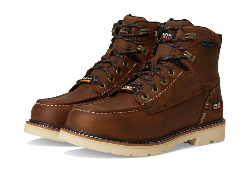 アリアト レディース シューズ ブーツ・レインブーツ Ariat Rebar Lift Waterproof Work Boots Distressed Brow