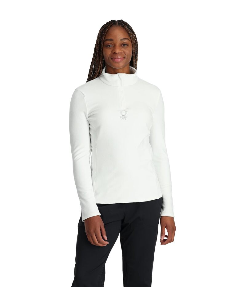 スパイダー レディース トップス シャツ Spyder Shimmer Bug 1/2 Zip White ホワイト