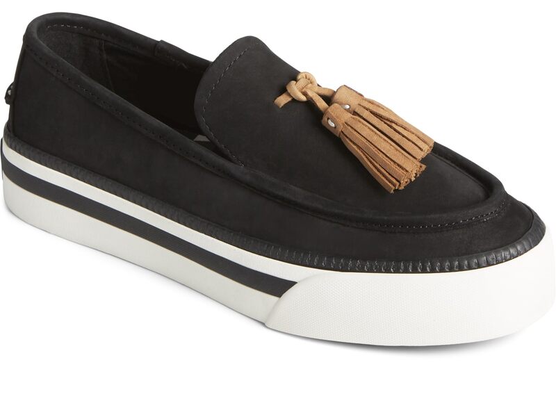 スペリー レディース シューズ スリッポン・ローファー プラットフォーム Sperry Sea Sailor Platform Black Leather ブラック