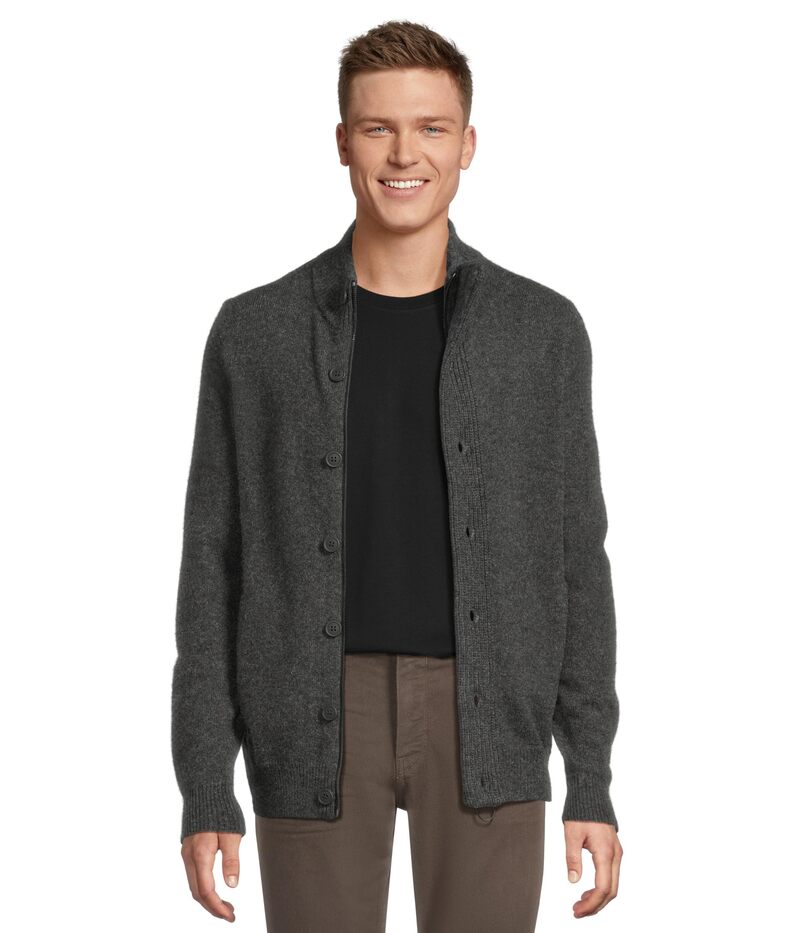バブアー メンズ アウター ニット・セーター フルジップ Barbour Essential Patch Zip Through Knitted Jumper Charcoal Marl チャコール