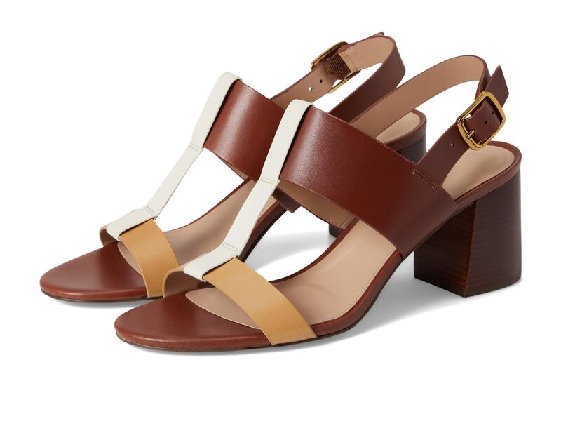 電話を掛けるハーン レディース シューズ 踵 サンダル Cole Haan Josie T-Strap Sandals Dark Cuoio Leat
