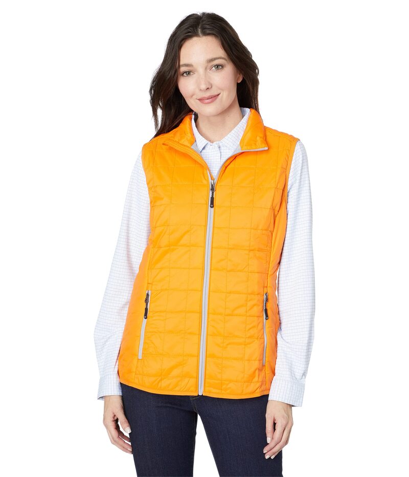 截断機アンドうしろ側 レディース アウター 厚地の外套 より良い Cutter \u0026 Buck Rainier Primaloft Eco Full Zip Vest Satsuma レディースファッション-コート・ジャケット