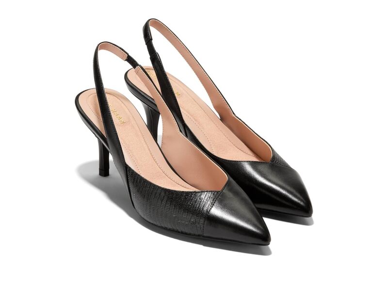 電話を掛けるハーン レディース シューズ 踵 Cole Haan The Go-To Slingback Pump 65MM Black Leather/B 黒いこと