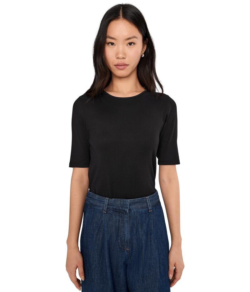 エイリーンフィッシャー レディース トップス シャツ クルーネック コットン Eileen Fisher Organicotton Stretch Rib Crew Neck Top Black ブラック