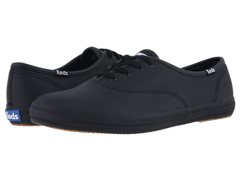 ケッズ レディース シューズ スニーカー スピード競技 なめし革 Keds Champion Leather Lace Up Black Leather 黒いこと