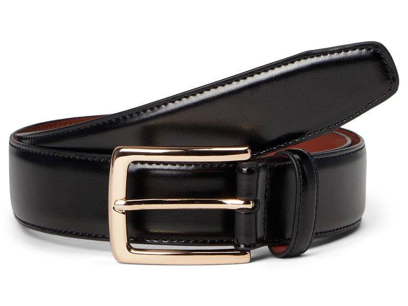 ジョンストンアンドマーフィー メンズ アクセサリー ベルト レザー Johnston & Murphy Burnished Leather W/ Brass Buckle Black ブラック