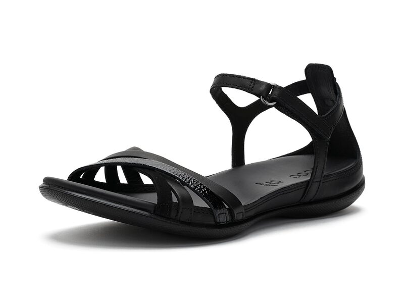 エコー レディース シューズ サンダル アンクル レザー ECCO Flash Leather Ankle Strap Sandals Black/Black ブラック
