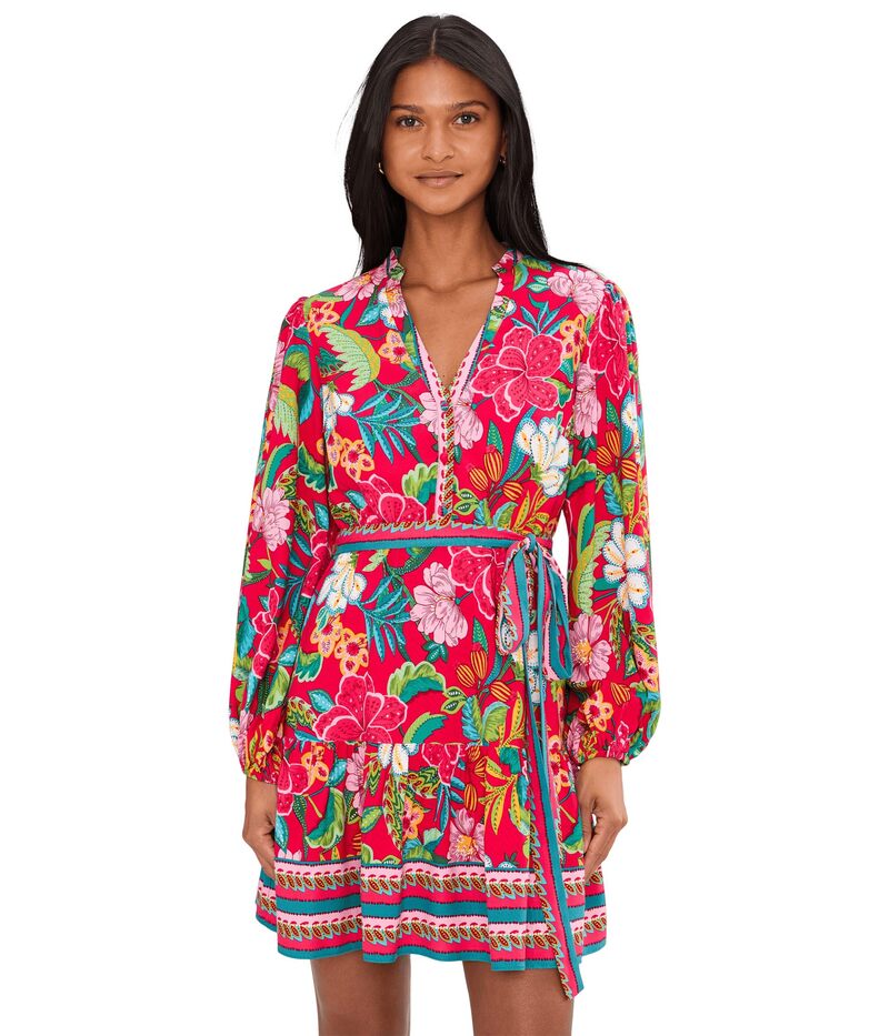 アドリアナ パペル レディース トップス 衣装 刷り上げる Adrianna Papell Short Printed Rayon Dress Red Multi 赤いこと