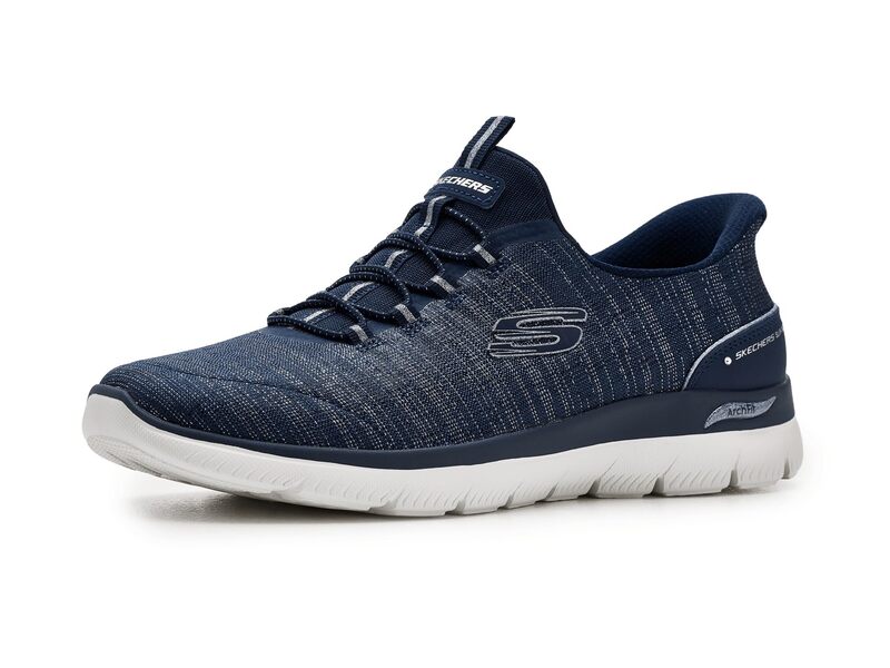 スケッチャーズ レディース シューズ スニーカー SKECHERS Arch Fit Summits Hands Free Slip-Ins Navy/Silver 米国海軍