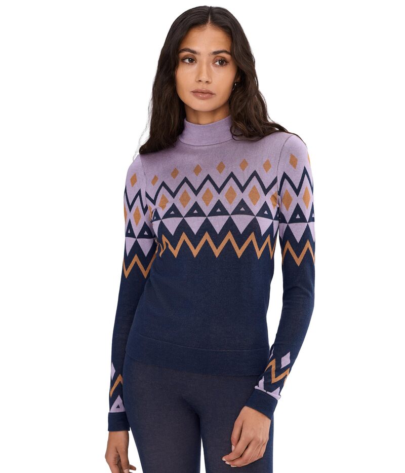 スウェッティベティ レディース アウター ニット・セーター ハイネック Sweaty Betty Modal High Neck Jacquard Base Layer Topurple Geo Top パープル