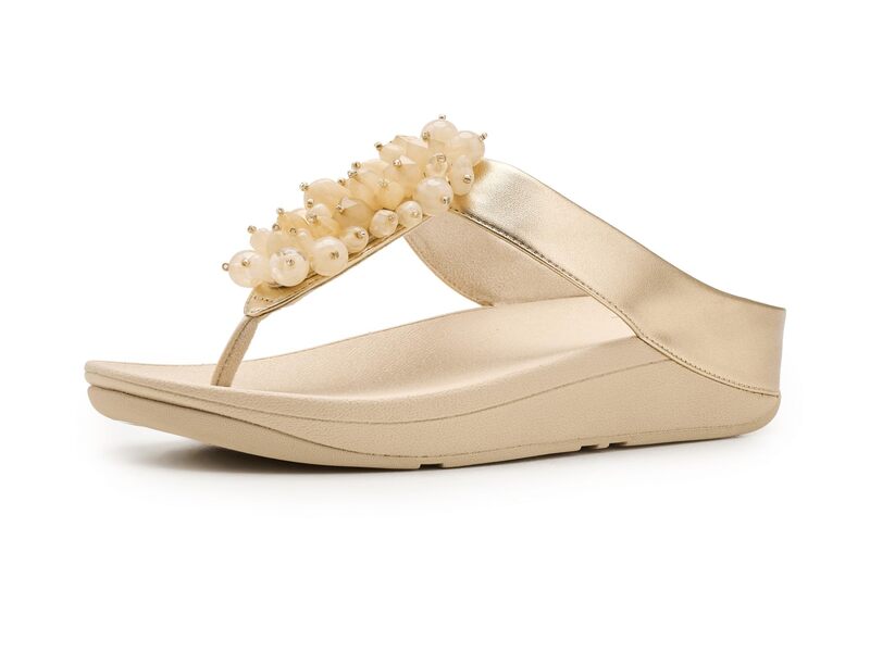 相応うフロップ レディース シューズ サンダル FitFlop Fino Bead-Cluster Toe-Post Sandals Platino コンフォートサンダル-靴-レディース靴