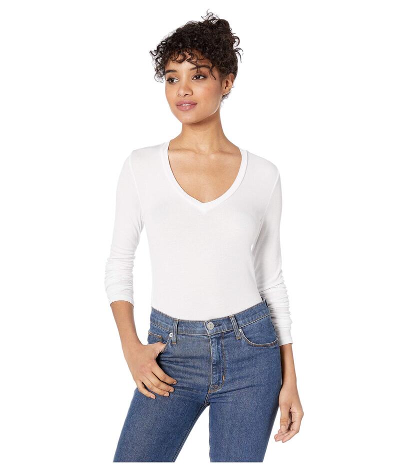 スプレンディット レディース トップス シャツ Vネック Splendid Valley 2x1 Rib Long Sleeve V-Neck White ホワイト