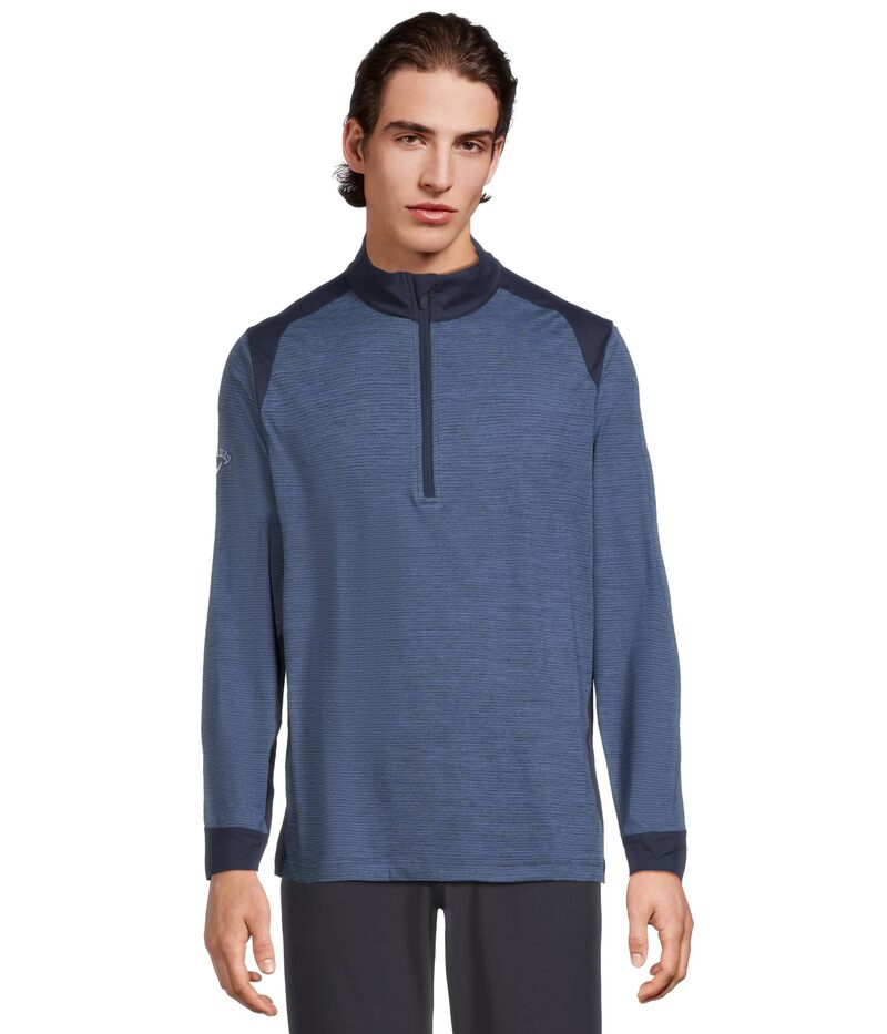 キャラ通い路 メンズ アウター パーカー・スウェット Callaway Softouch Blocked Long Sleeve Golf Base Layer Peacoat Heather ギョリュウモドキ トップス-パーカー