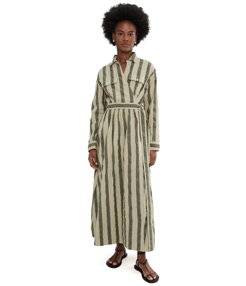 ファレティ レディース トップス ワンピース コットン リネン Faherty Cotton Linen Julia Wrap Dress Pine Bay Stripe ストライプ