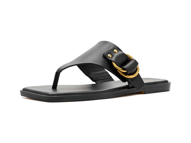 フランコサルト レディース シューズ サンダル Franco Sarto Mavie Black Leather 黒いこと サンダル-靴