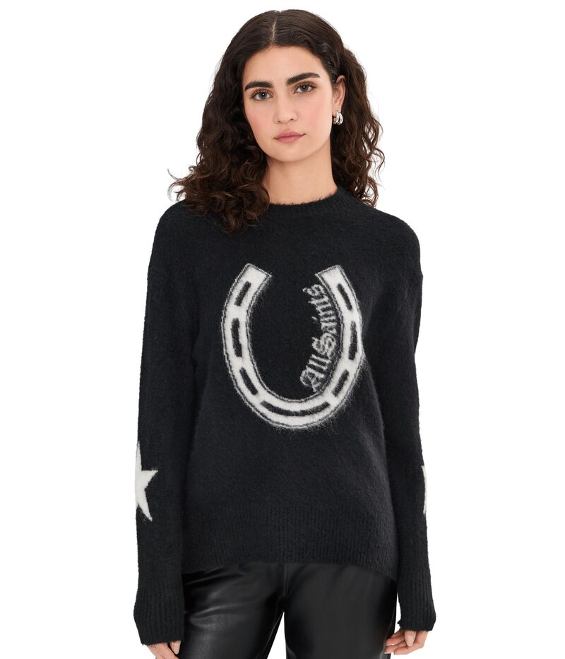 オールセインツ レディース トップス 飛び降りる背広 AllSaints Kismet Jumper Black/Chalk Whi 車輪止め