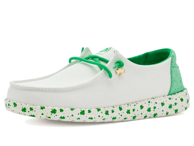 ヘイデュード レディース シューズ スリッポン・ローファー Hey Dude Wendy Shamrock Charm White/Green 白いこと レディース靴-靴