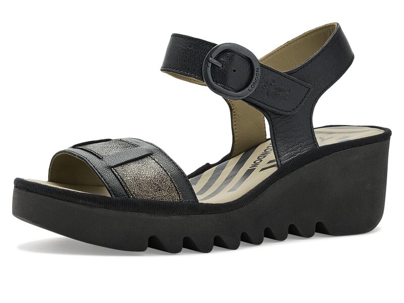 飛球英国の首都 レディース シューズ 踵 FLY LONDON Beik618fly Black/Graph 黒いこと