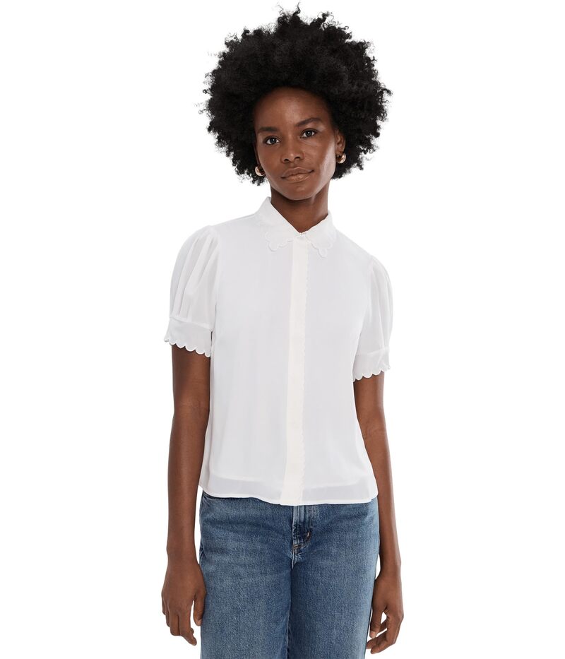 セセ レディース トップス シャツ CeCe Short Sleeve Scallop Top New Ivory アイボリー