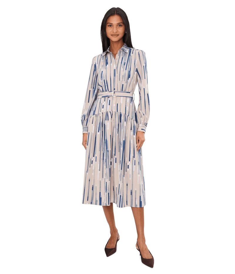 カルバンクライン レディース トップス ワンピース A ライン ミディ Calvin Klein Long Sleeve Commuter Aline Midi Khaki Multi カーキ 30,420円