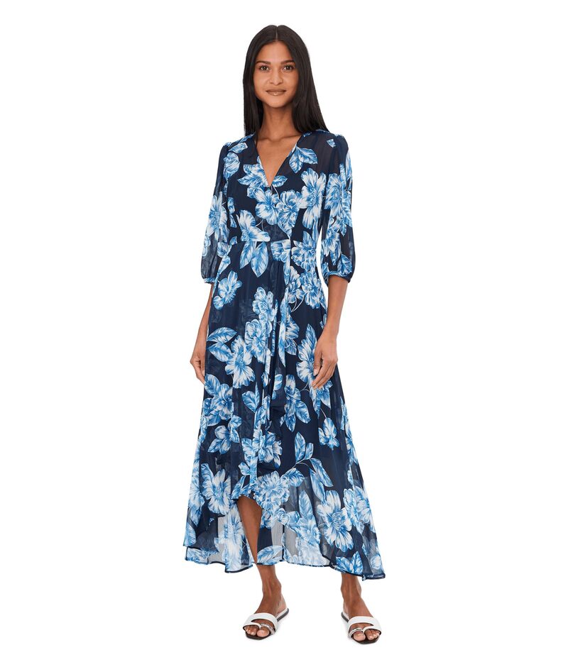 カルバンクライン レディース トップス 衣装 シフォン 御花柄 マキシ 御花 Calvin Klein 3/4 Sleeve Floral Chiffon Maxindigo Multi インディゴ