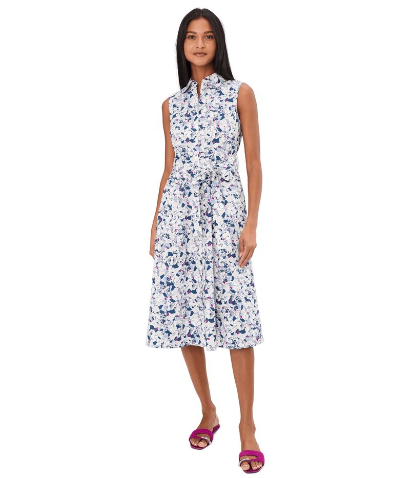 カルバンクライン レディース トップス 衣装 A 伝達ルート midi ノースリーブ 綿織物 Calvin Klein Sleeveless Florla Cotton Aline Midi Slate Multi スレート