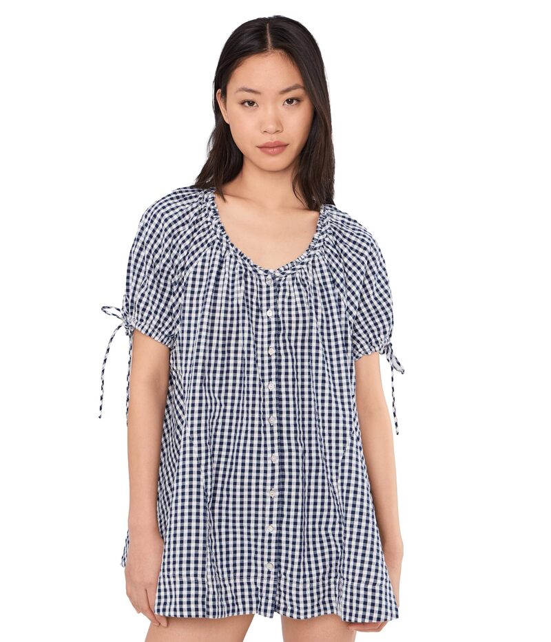 フリーピープル レディース トップス ワンピース ギンガムチェック ギンガム Free People Farley Gingham Tunic Navy Combo ネイビー