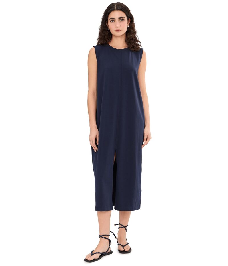 エイリーンフィッシャー レディース トップス ワンピース クルーネック コットン ジャージー Eileen Fisher Pima Cotton Stretch Jersey Crew Neck Dress Ink
