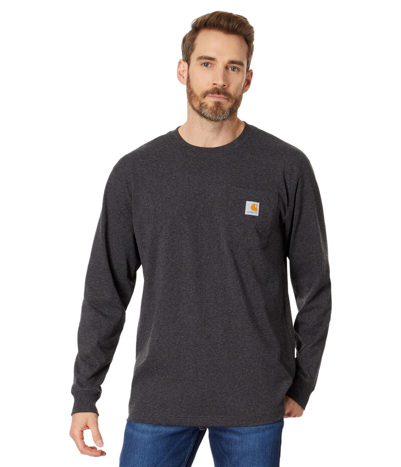 カーハート メンズ トップス シャツ Carhartt Workwear Pocket L/S Tee Carbon Heather ヘザー