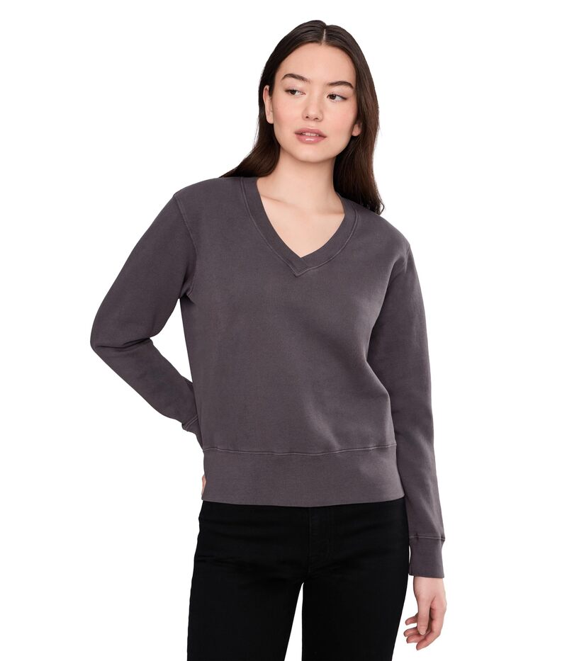 モッドドック レディース アウター パーカー・スウェット Vネック シャツ Mod-o-doc Long Sleeve Deep V-Neck Sweatshirt Washed Ebony