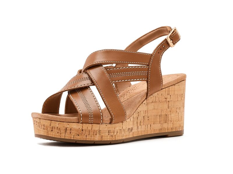クラークス レディース シューズ 踵 Clarksabina Sling Tan Leather タン