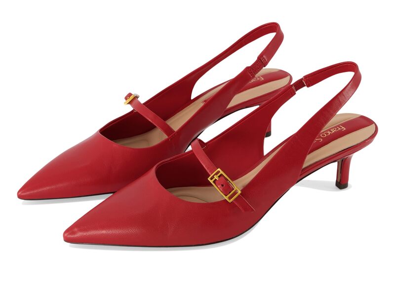 フランコサルト レディース シューズ 踵 Franco Sarto Khloe Pointed Toe Slingbackitten Heel Cherry Red Leat 赤いこと
