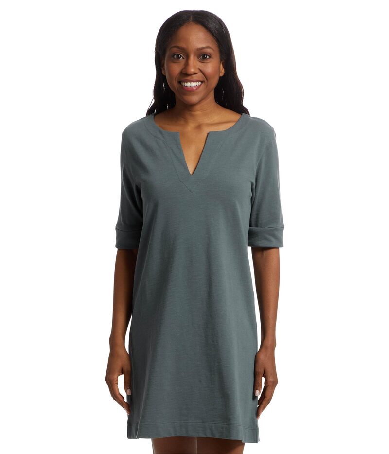 リラピー レディース トップス 衣装 Lilla P Elbow Sleeve Split-neck Dress Dusk