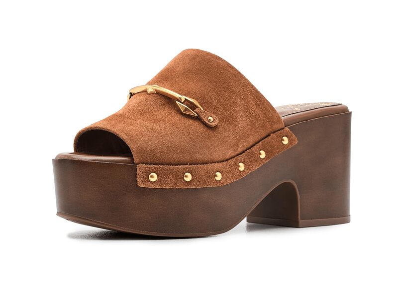 ヴィンスカムート レディース シューズ 踵 プラットホーム Vince Camuto Efellan Studded Platform Clog Burnt Sugar