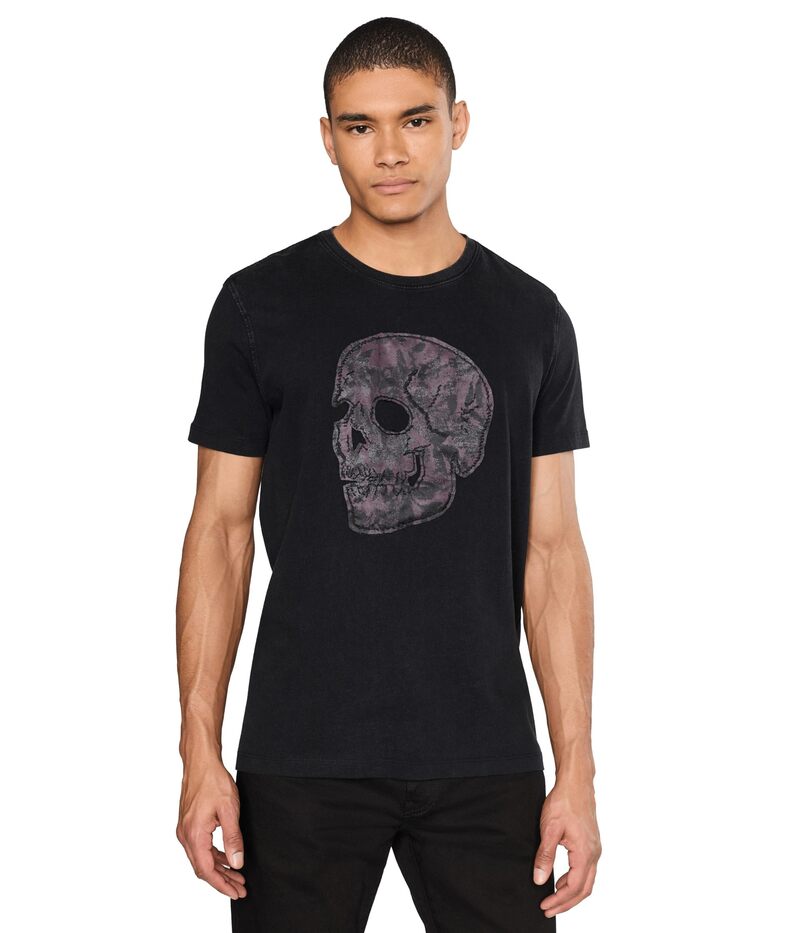 ジョンバルベイトス メンズ トップス プルオーバー John Varvatos Applique Skull Tee KG7211R25 Black 黒いこと カジュアルシャツ-メンズファッション