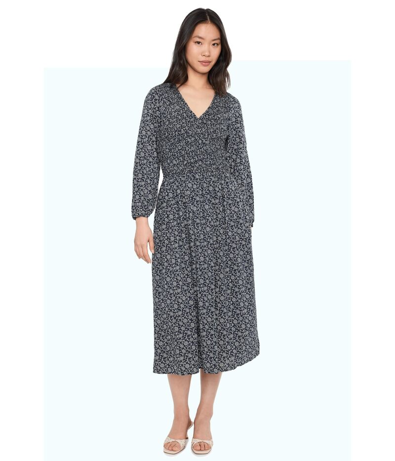 メイドウェル レディース トップス ワンピース Vネック ミディ シャーリング Madewell Smocked V-Neck Midi Dress Classic Navy ネイビー
