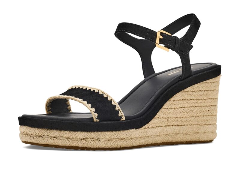 電話を掛けるハーン レディース シューズ 踵 サンダル Cole Haan Cloudfeel Asbury Espadrille Wedge Sandals Black Suede/Raf 黒いこと