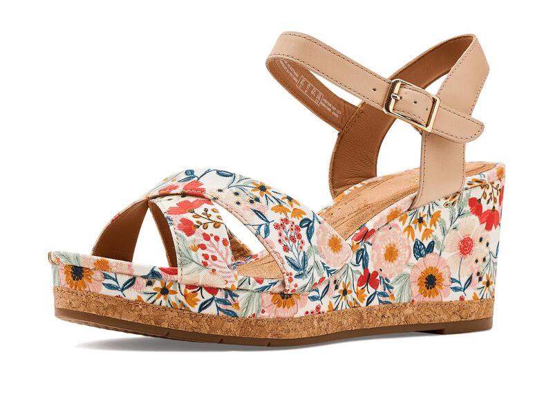 クラークス レディース シューズ 踵 御花柄 御花 Clarks Chicly Floral Whitextile 白いこと