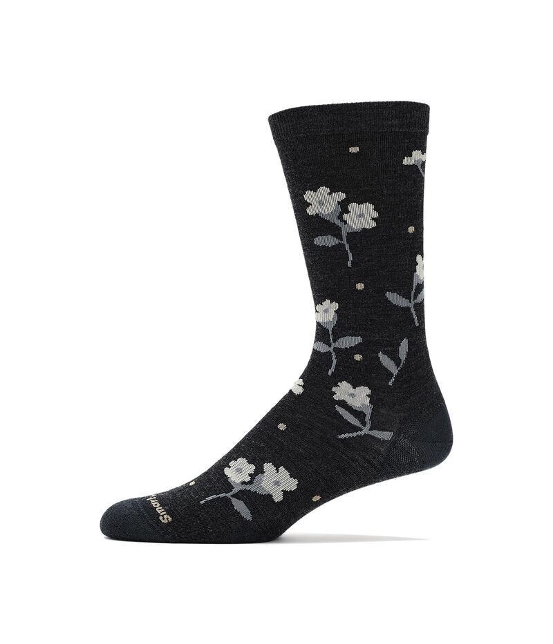 かっこ良い羊毛 レディース アンダーお召しもの ソックス Smartwool Everyday Garden Gala Crew Socks Charcoal 濃灰色
