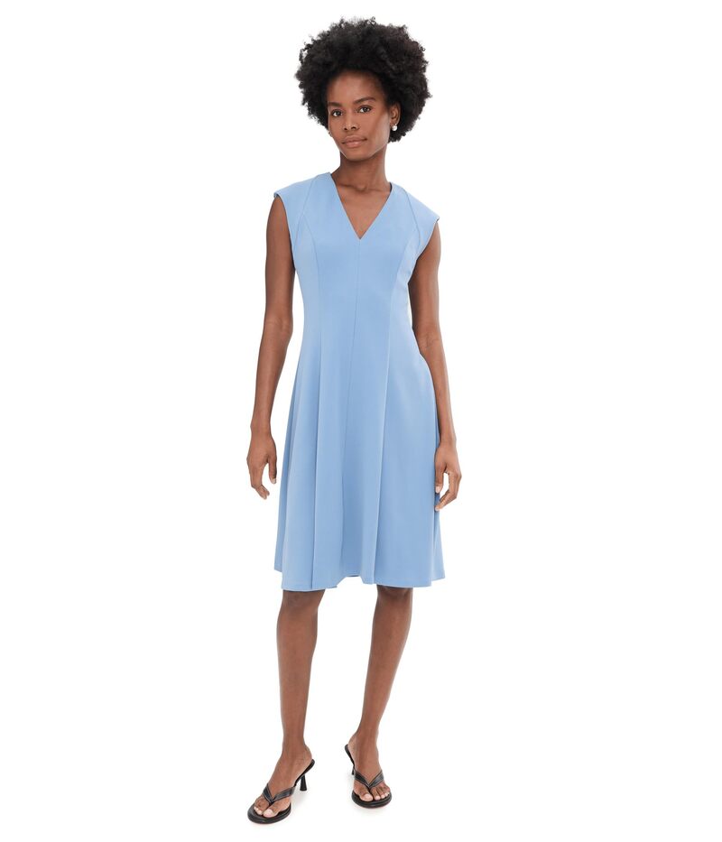 カルバンクライン レディース トップス 衣装 Vネックレープ A 伝達ルート アクアラング 旗がしら Calvin Klein Cap Sleeve Scuba Crepe V-Neck Aline Bayou