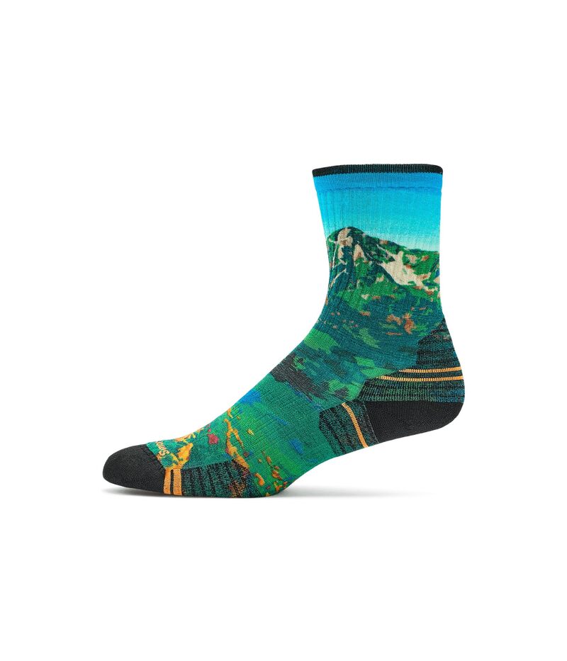 かっこ良い羊毛 レディース アンダーお召しもの ソックス 刷り上げる Smartwool Hike Targeted Cushion Mountain Lake Print Crew Socks Capri